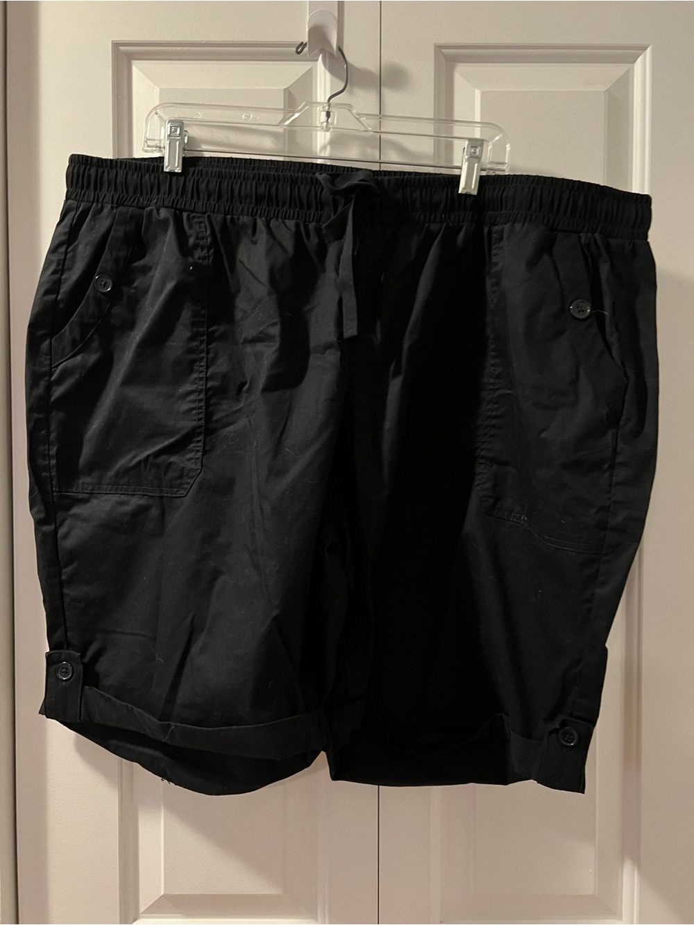Lane Bryant Black Cargo-Style Drawstring Shorts